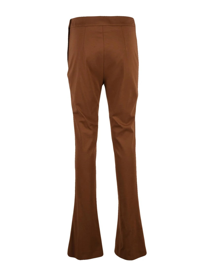 Semi Couture Brown Flared Stretch Viscose-Blend Pants