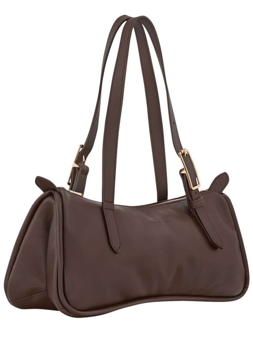 Longchamp Neutrals Looong Elongated Silhouette Leather Shoulder Bag