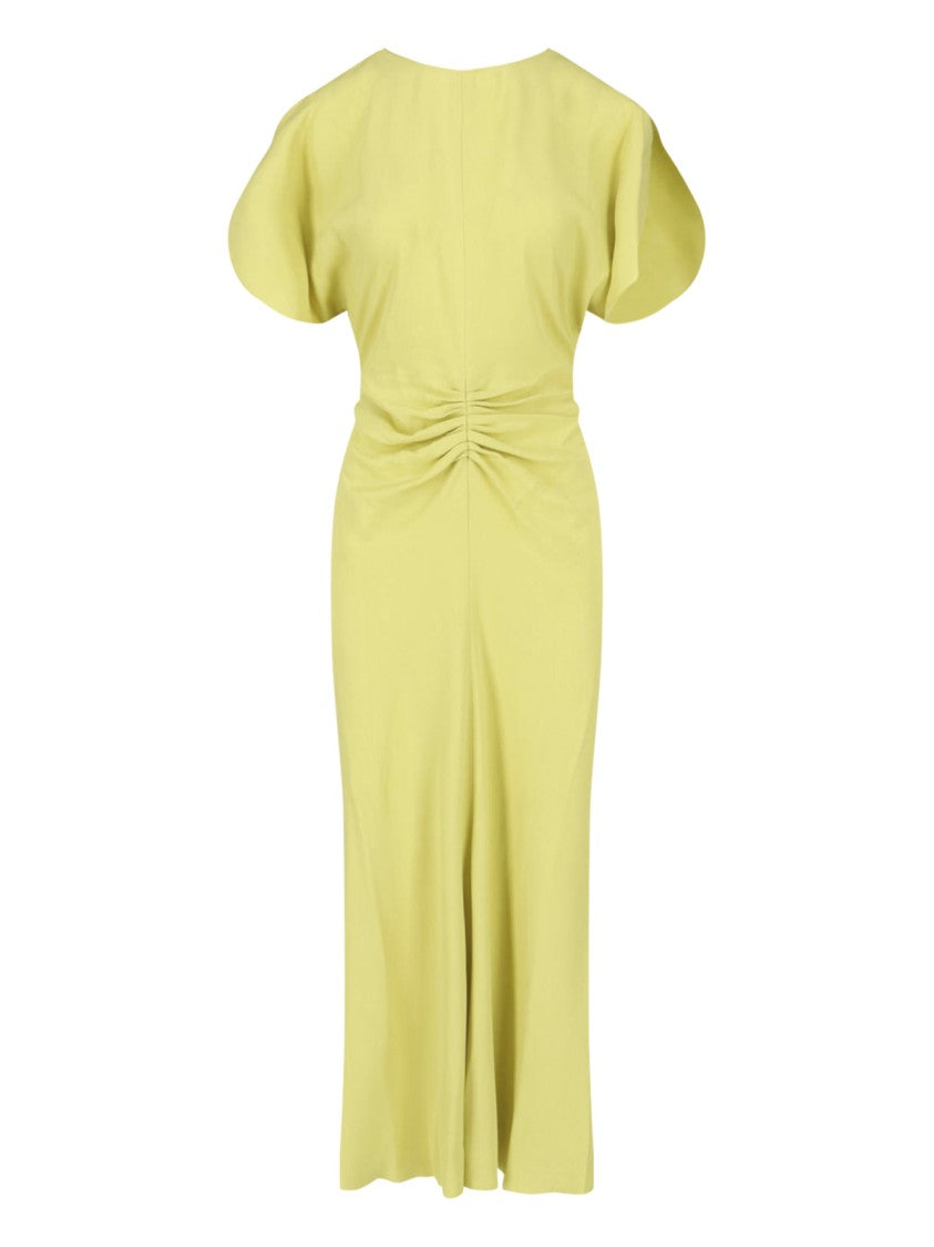 Victoria Beckham Soft Drape Midi Dress With Flutter Sleeves
