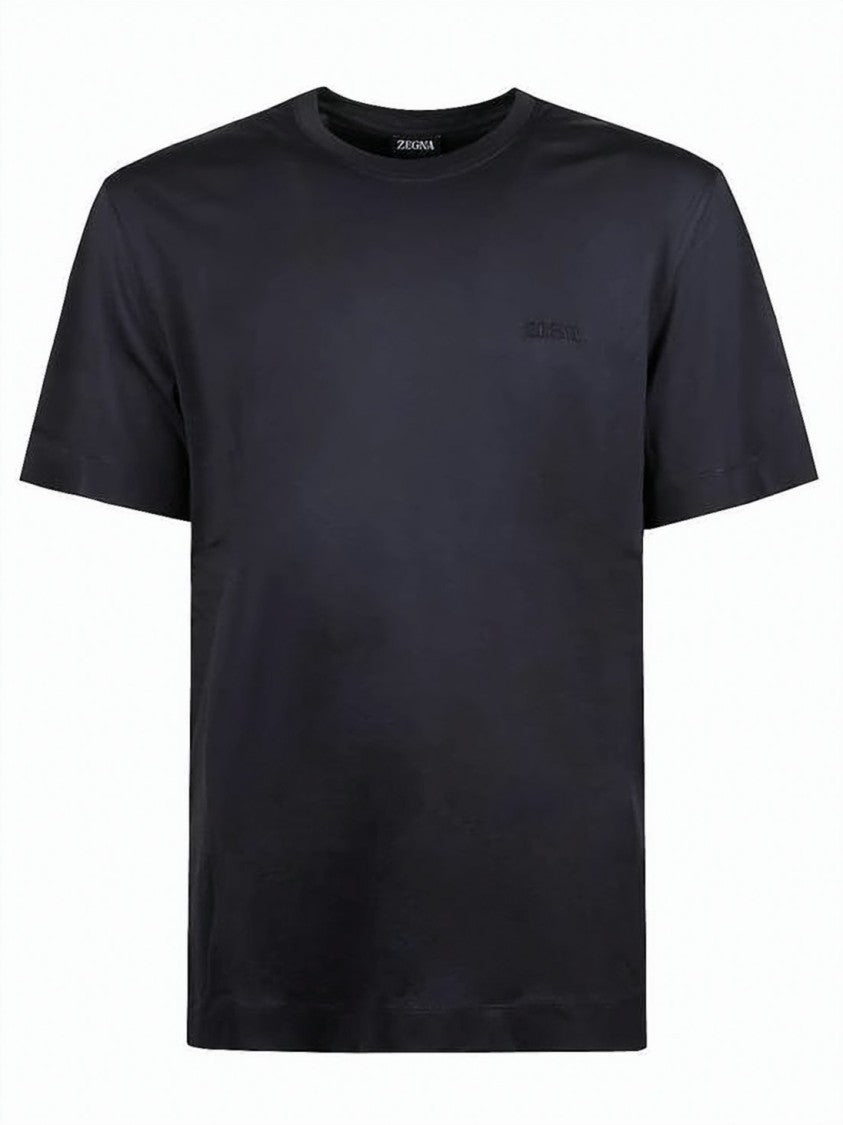 Ermenegildo Zegna Black Short-Sleeve T-Shirt With Embroidered Logo