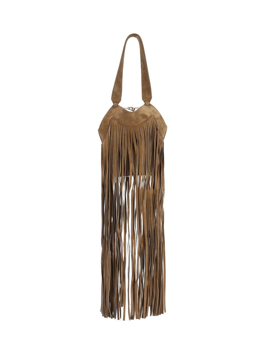 Khaite Fringe Tote Bag 'Lotus' In Brown Calf Suede