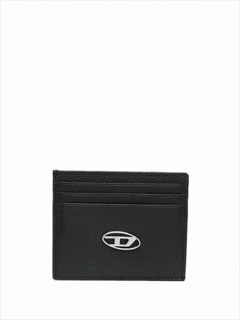 Diesel Textured Cowhide Leather Cardholder With Metallic Emblem