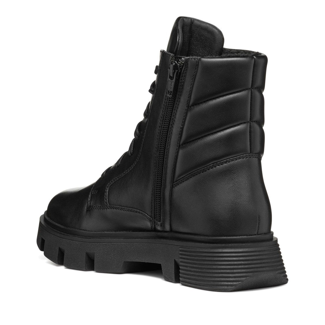 Geox Vilde Black Chevron-Stitched Leather Ankle Boots
