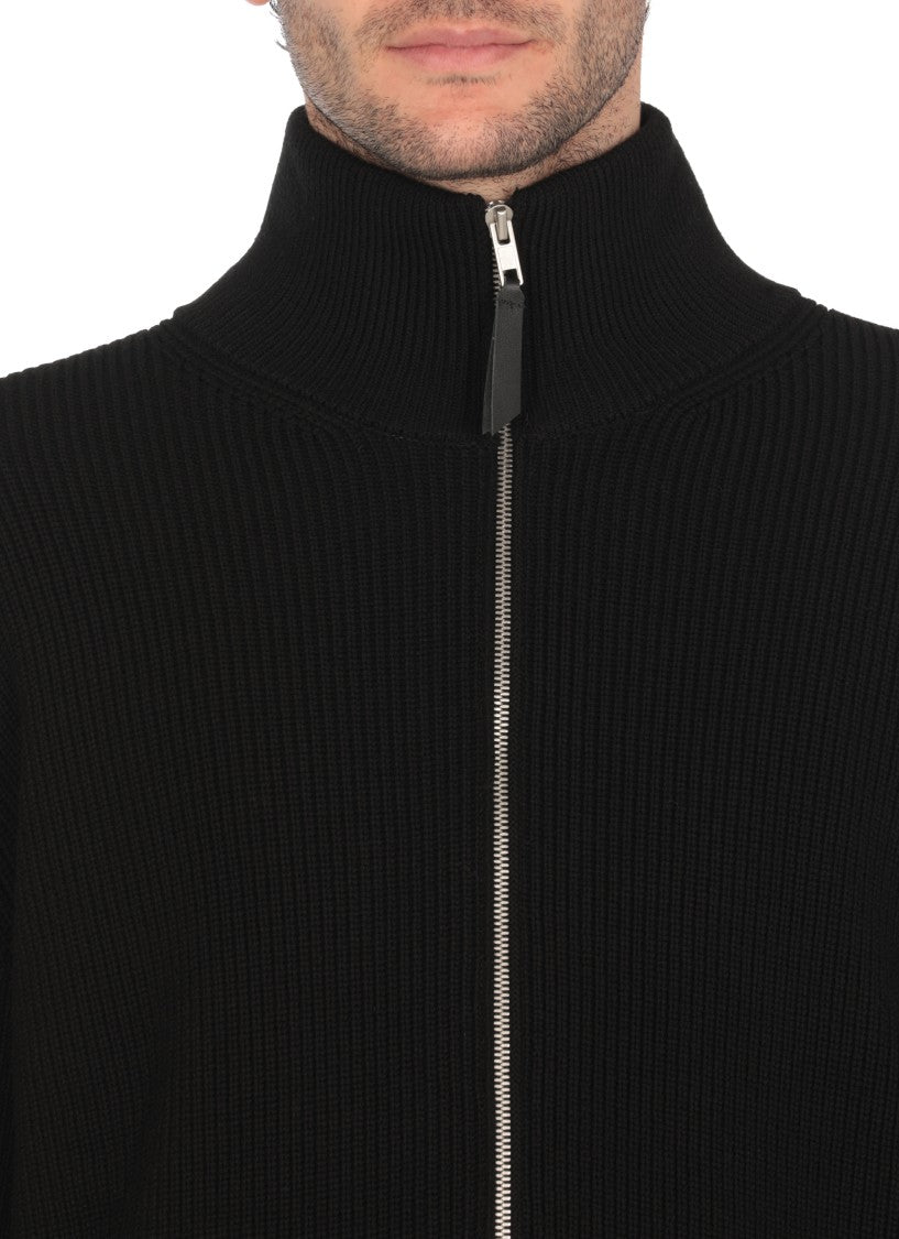 Maison Margiela Black Cotton And Wool Cardigan