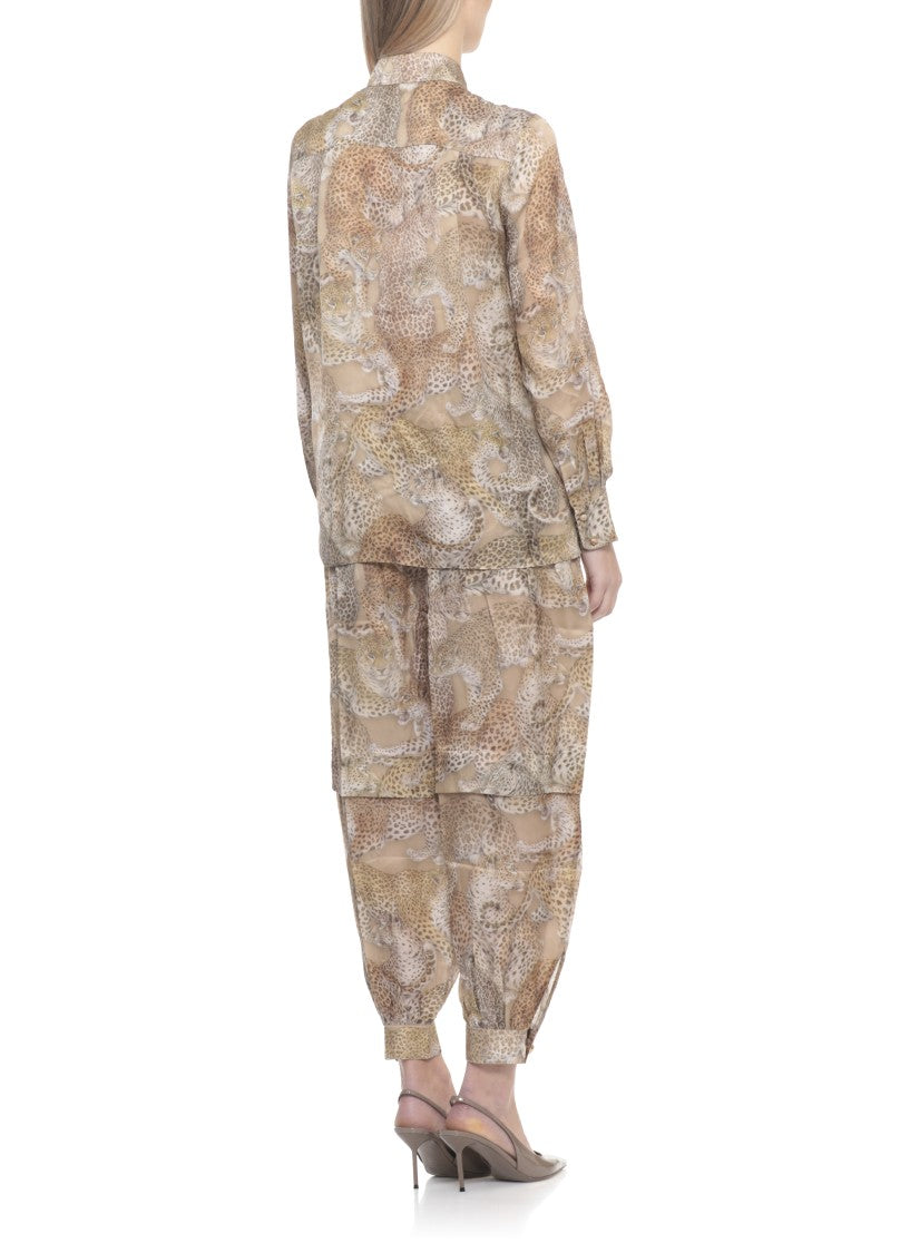 Zimmermann Beige Rebellion Animalier Silk Shirt