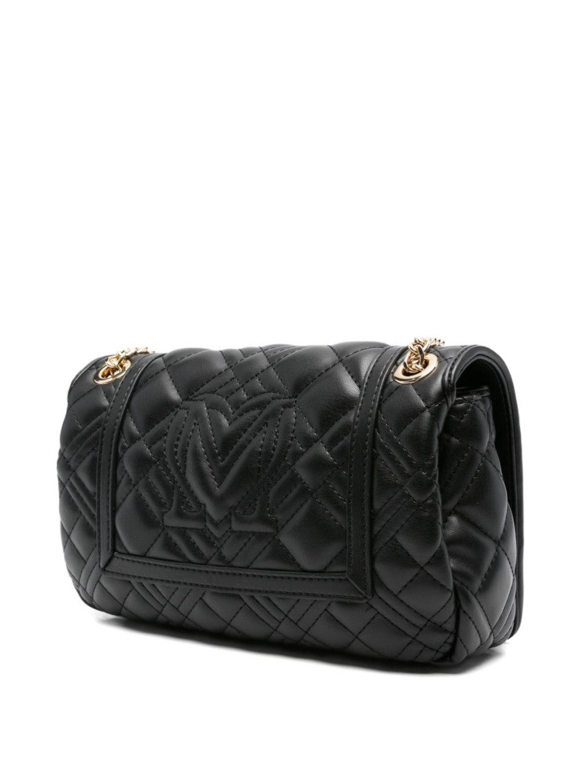 Love Moschino Quilted Black Shoulder Bag With Chain Strap