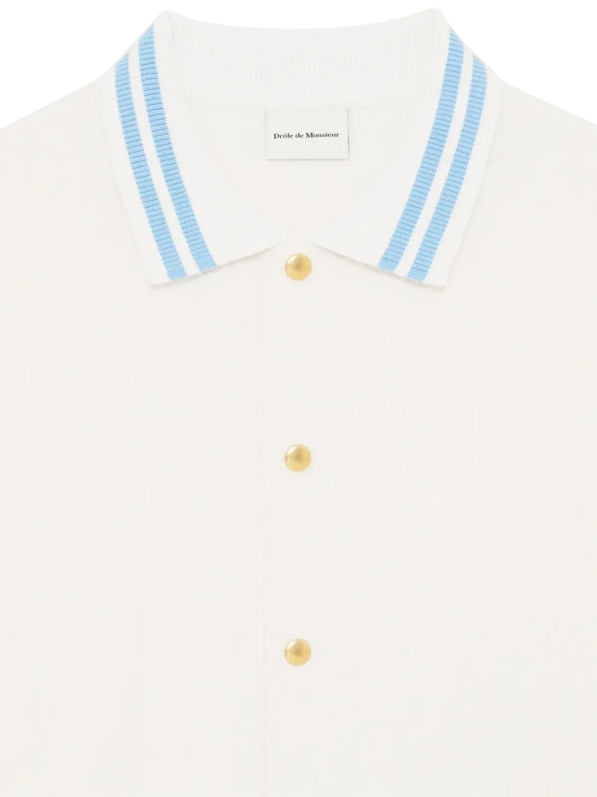 Drôle De Monsieur Short-Sleeved Beige Shirt With Monogram Pattern
