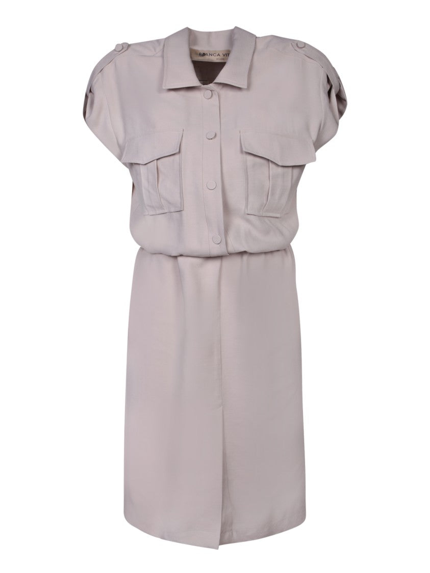 Blanca Vita Grey Midi Chemisier Dress