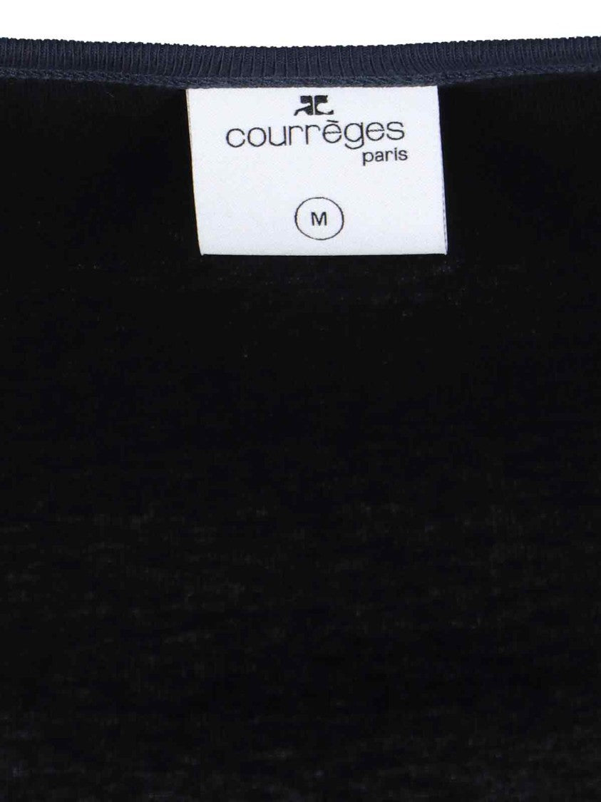Courrèges Ribbed Black Mini Dress With Blue Accents