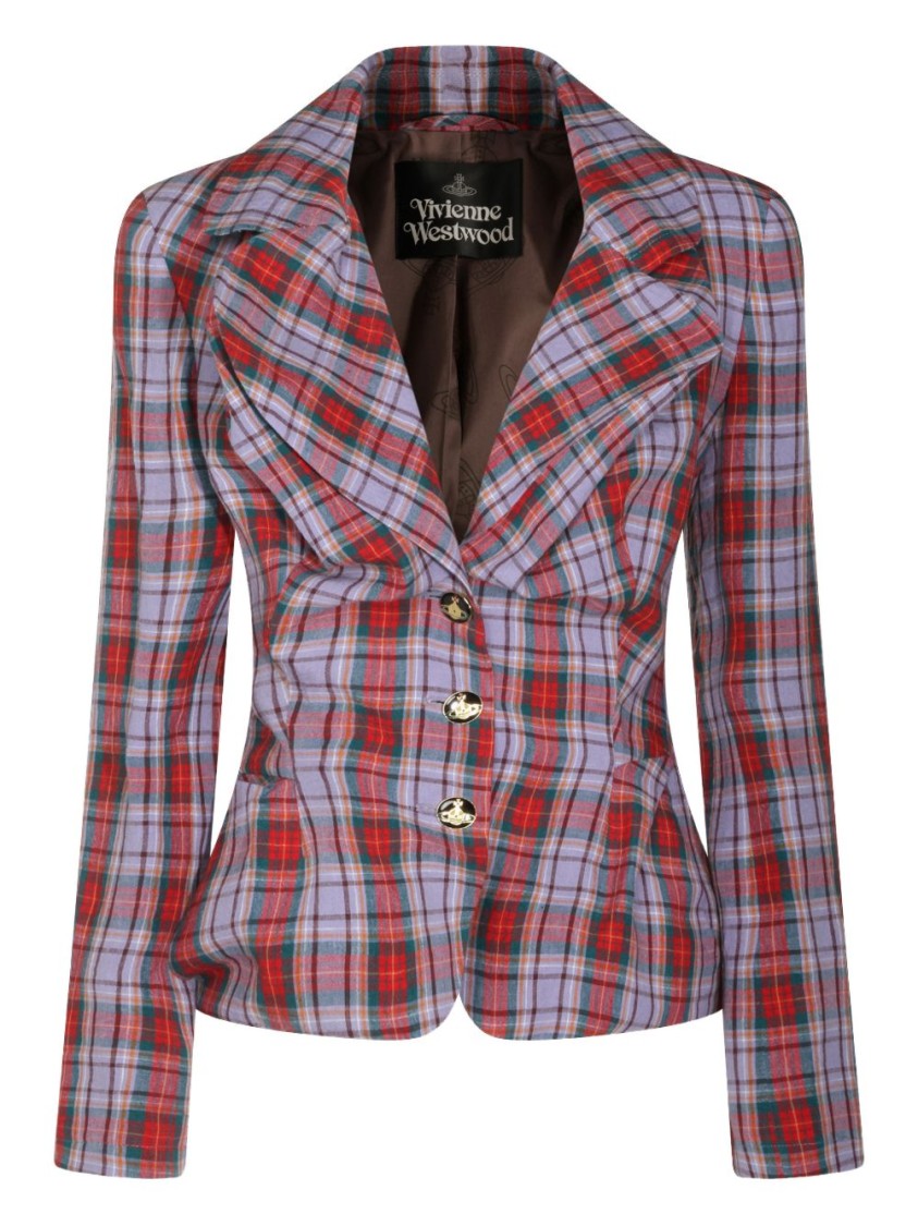 Vivienne Westwood Red Checked Pattern Tailored Notch Jacket