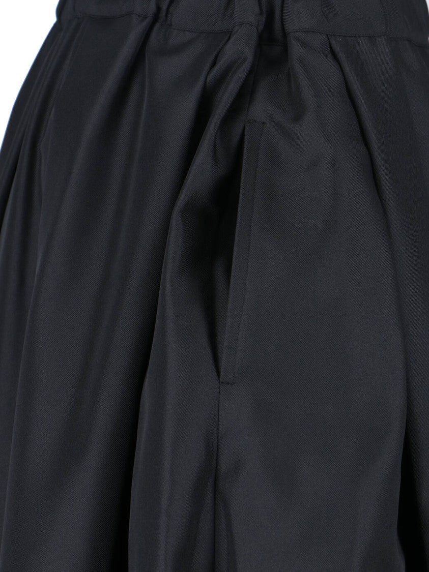 Comme Des Garçons Gathered Black Midi Skirt With Elastic Waistband