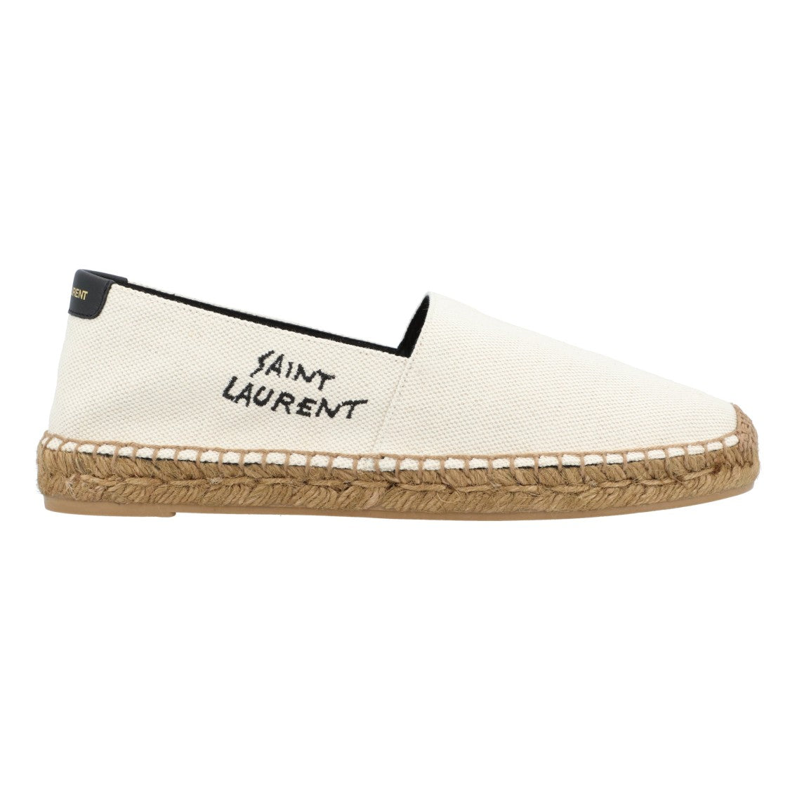 Saint Laurent Embroidered Espadrilles In Canvas Beige