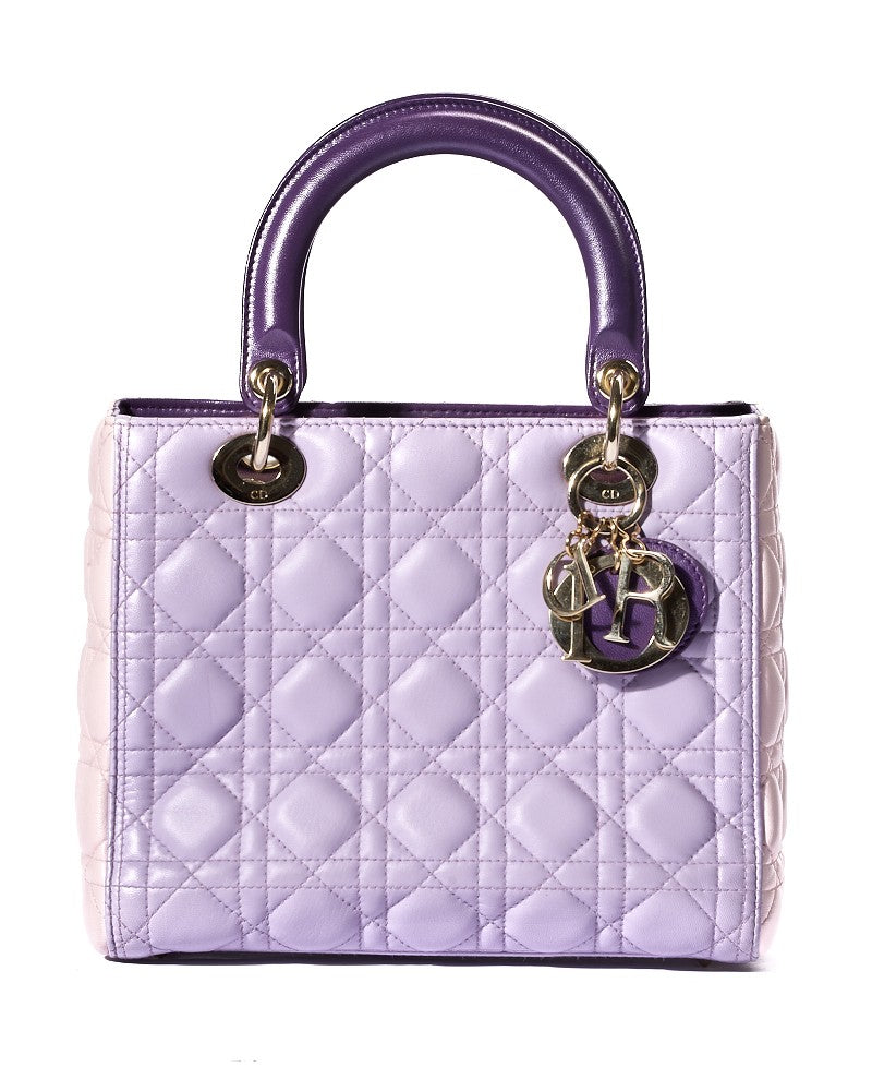 Dior Lady Medium Cannage Tricolor Lilac