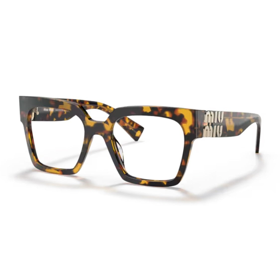 Miu Miu Havana Acetate Metallic Logo Square Sunglasses