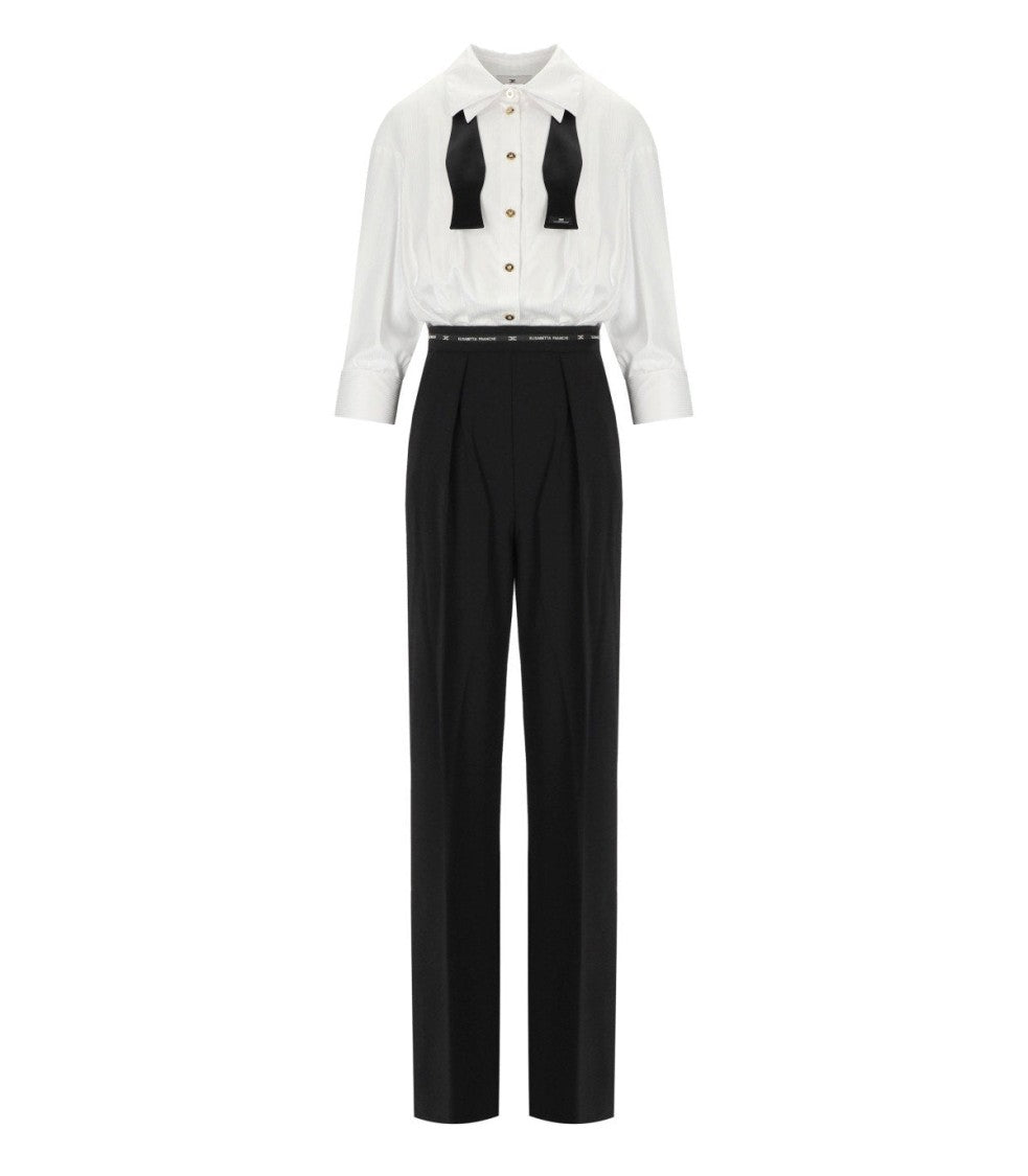 Elisabetta Franchi Bicolor Jumpsuit With Necktie