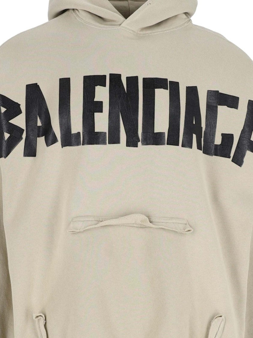 Balenciaga "Ripped Pocket Tape Type" Hoodie Beige