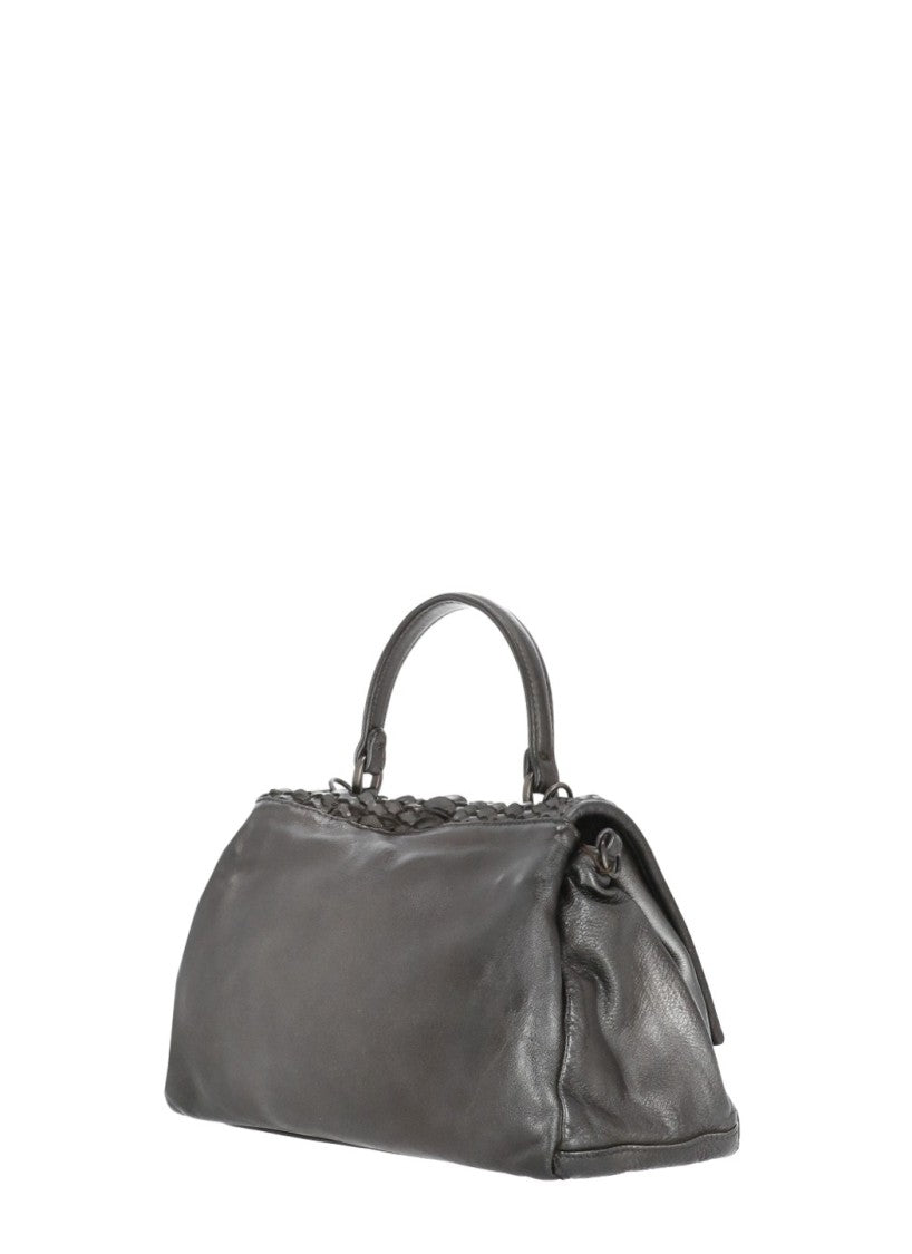 Reptile's House Metallic Brown Reptile's House Handbag With Braided Pattern