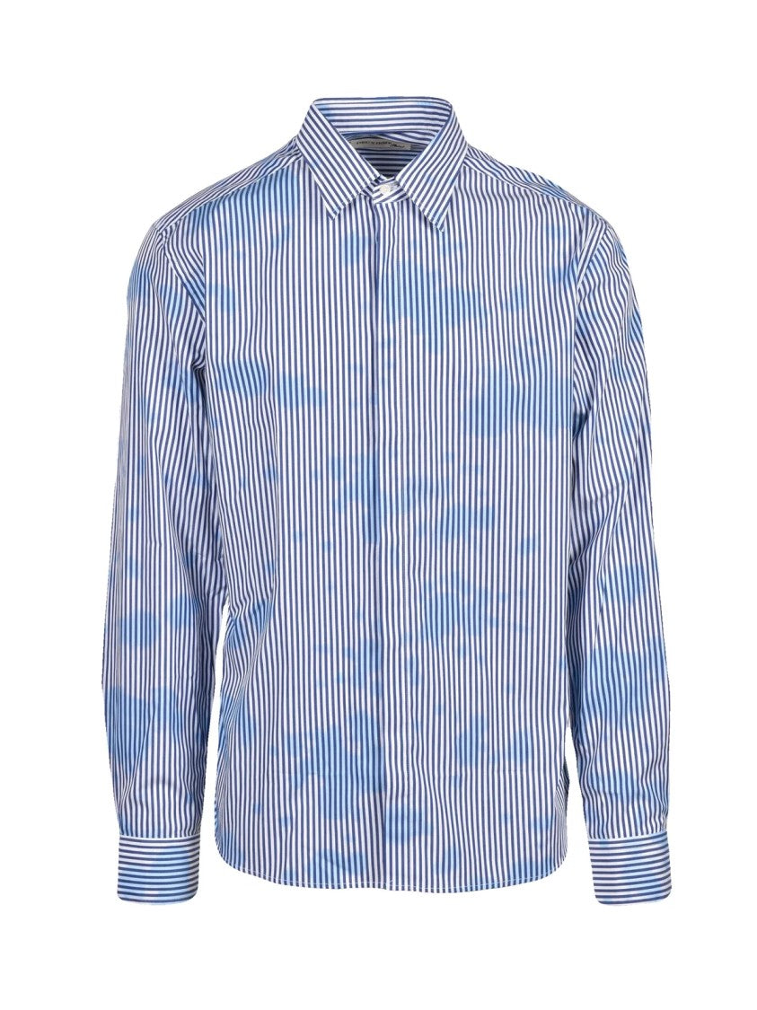 Deuxieme White/Blue Striped Cotton Shirt