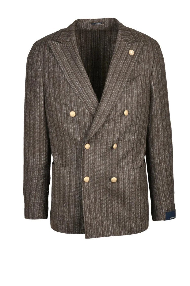Lardini Double-Breasted Jacket Wool Cashmere - Brown
