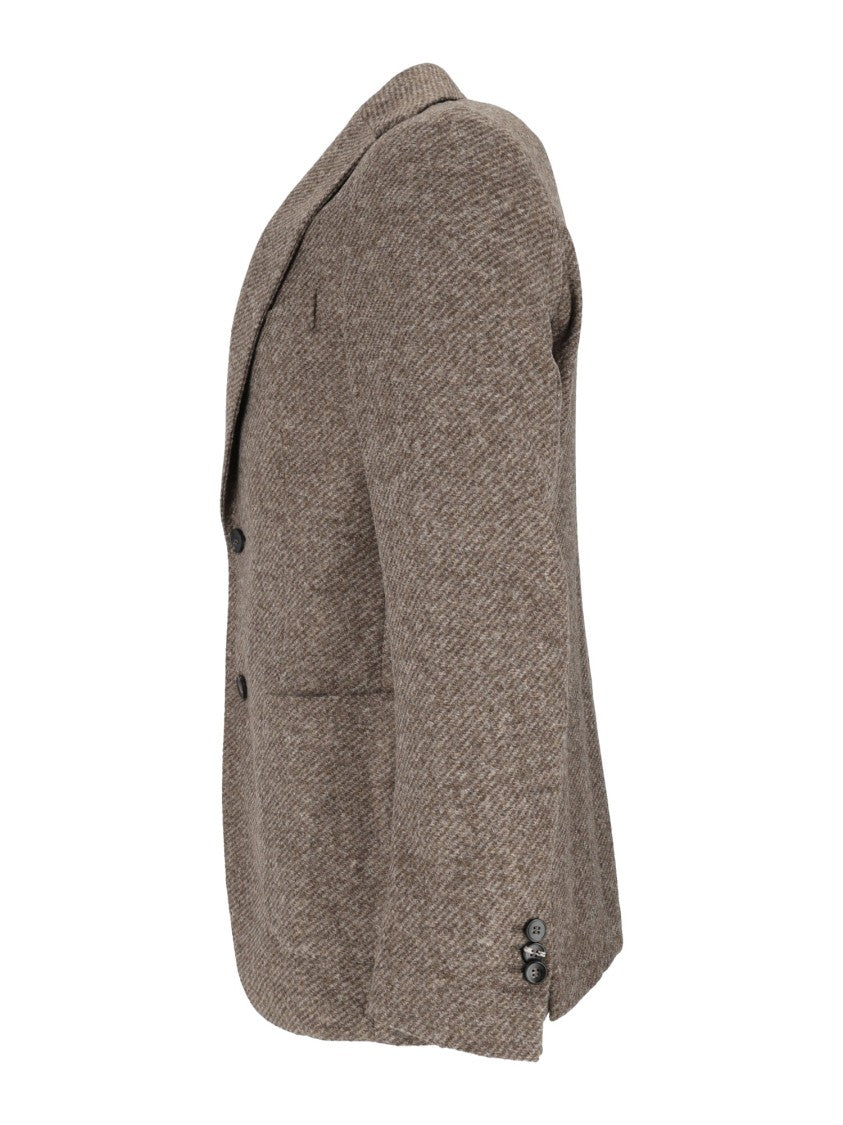 Breras Brown Giacca Uomo Herringbone Tailored Blazer