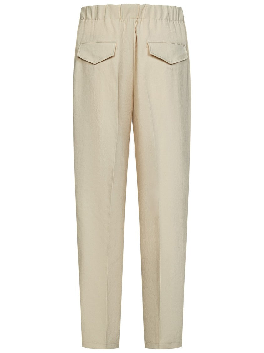 Jil Sander Beige Polyester Serge Tapered Trousers