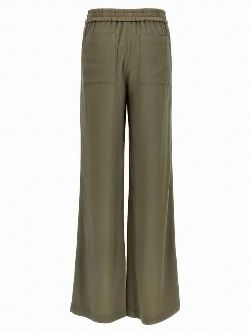 Ami Wide-Leg Brown Pants With Adjustable Buckle Detail