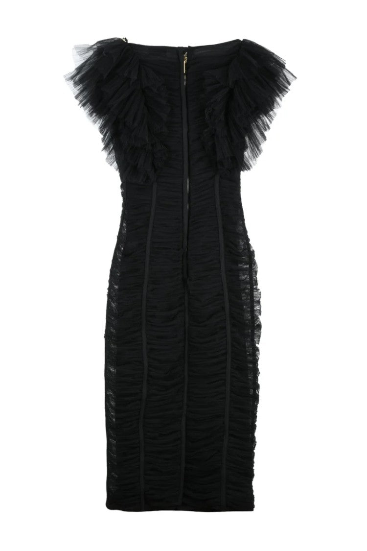 Elisabetta Franchi Longuette Tulle Dress - Black