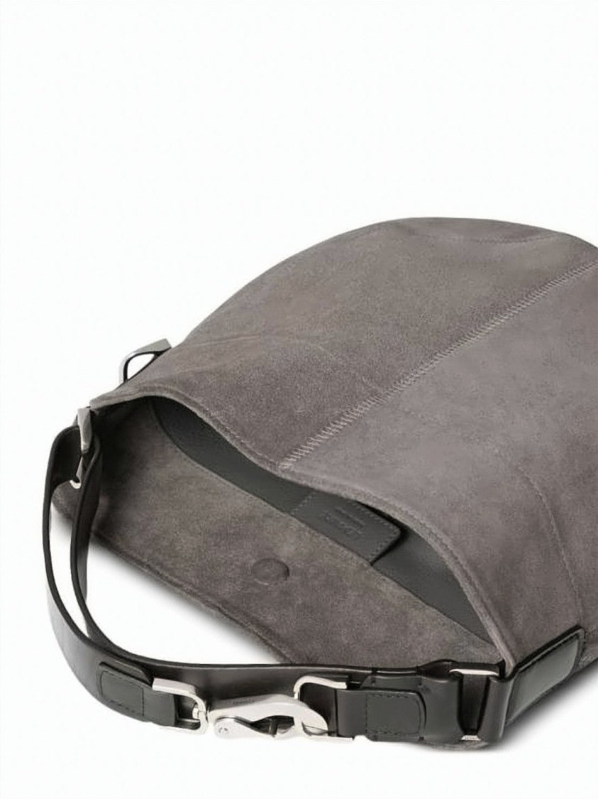 Lemaire Crescent-Shaped Suede Tote With Leather Accents