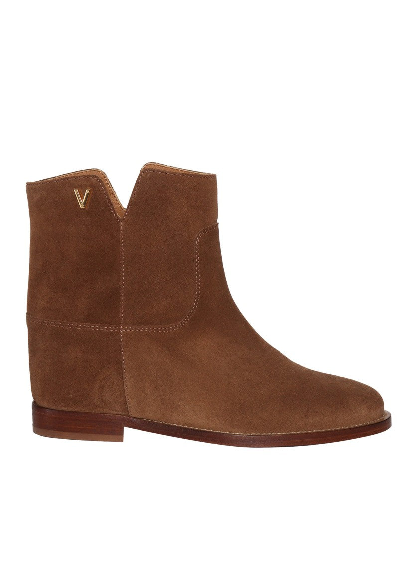 Via Roma 15 V-Cut Brown Leather Ankle Boots