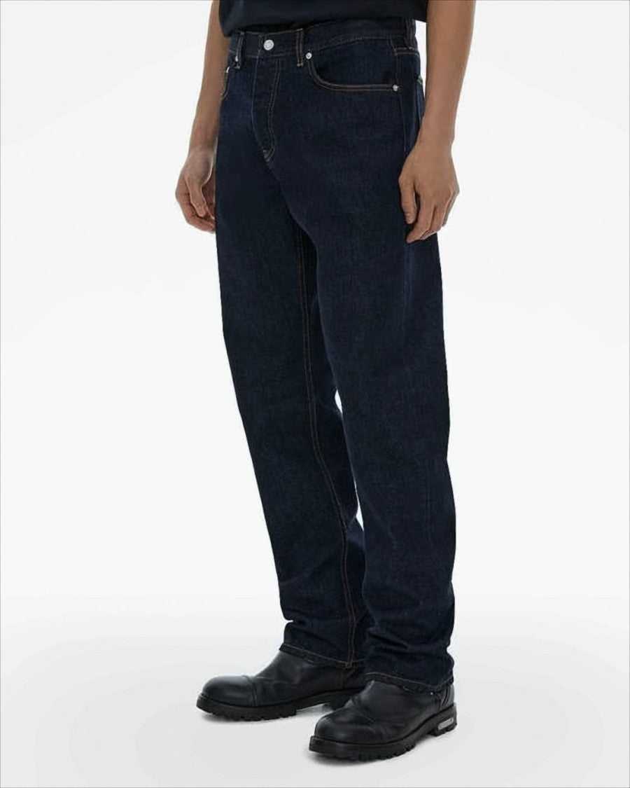 Helmut Lang Straight-Leg Denim Pants With Contrast Stitching And Rivet Details
