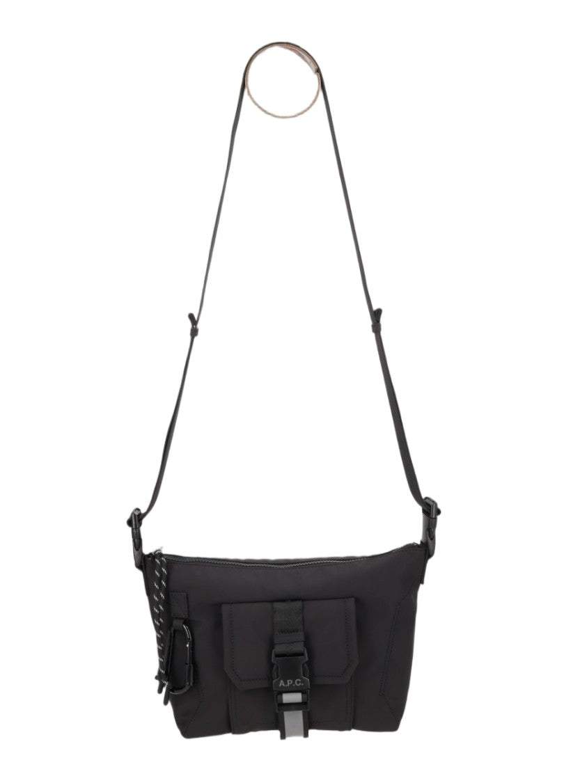 A.P.C. Rectangular Black Crossbody Bag With Adjustable Strap And Braided Detail