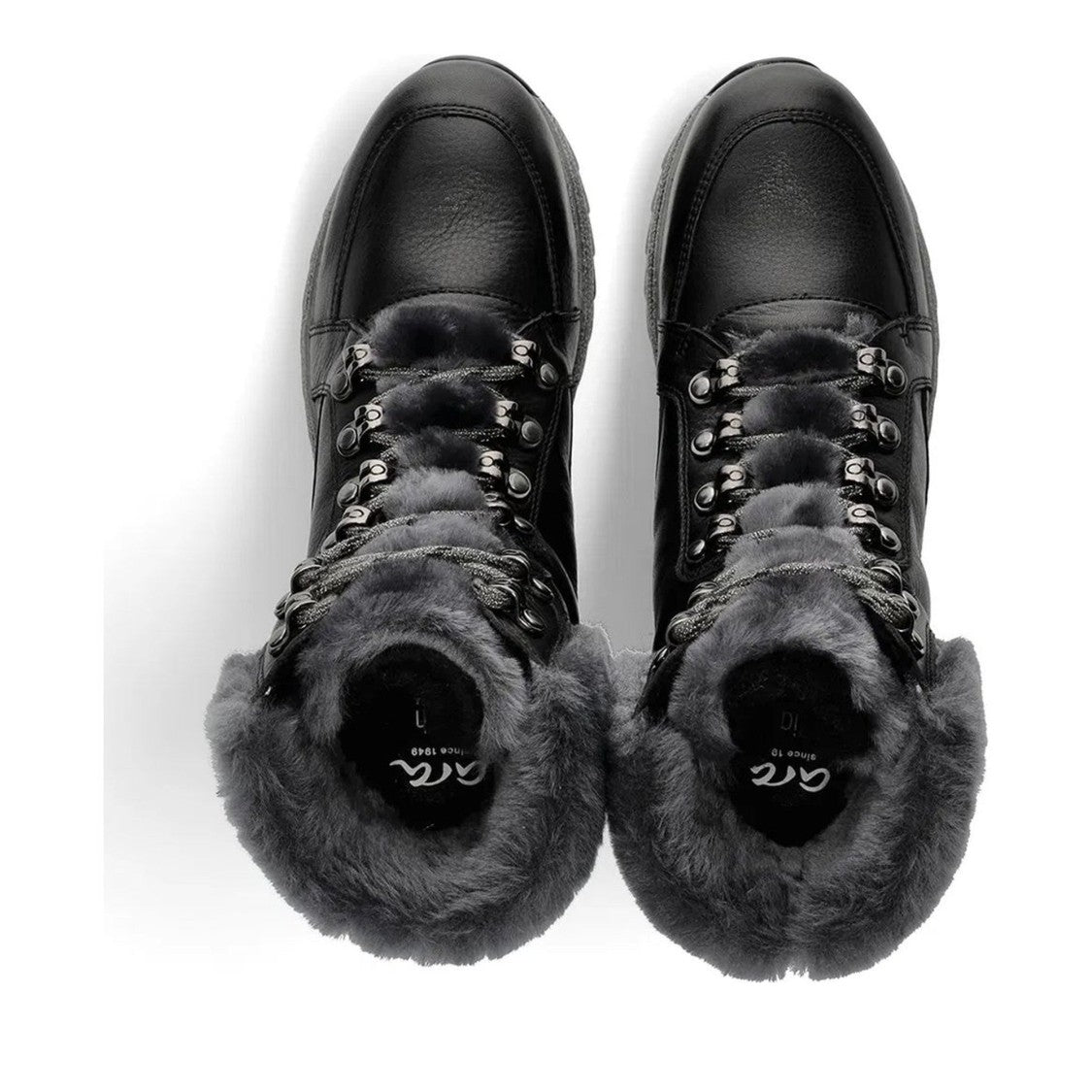 Ara Black Osaka Wool-Lined Leather Wedge Boots