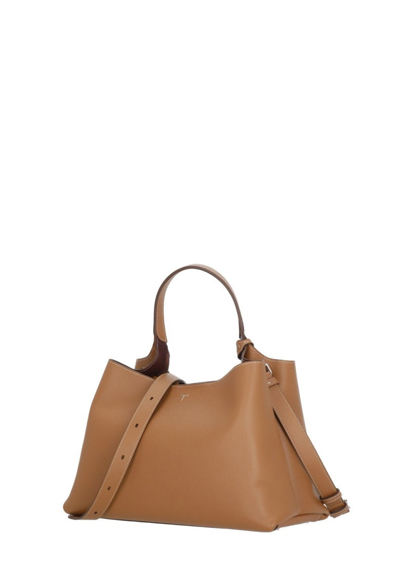 Tod's Structured Pebbled Leather Shoulder Bag With Metal Accents