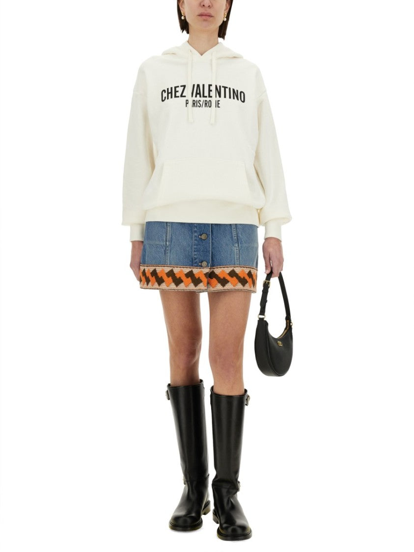 Valentino Relaxed Fit Printed Cotton Hoodie