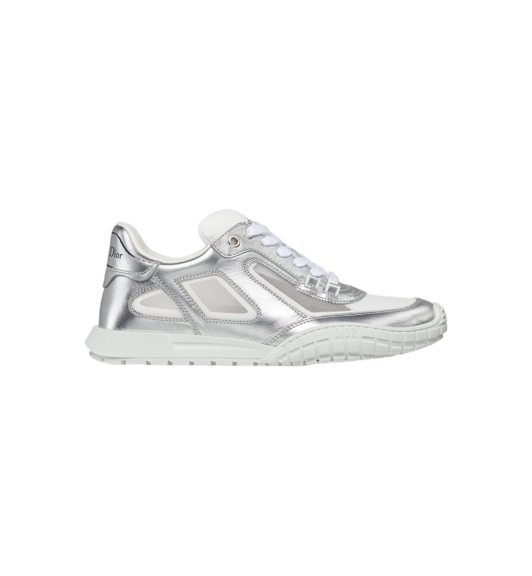 Christian Dior Metallic Silver White Mesh Sneakers