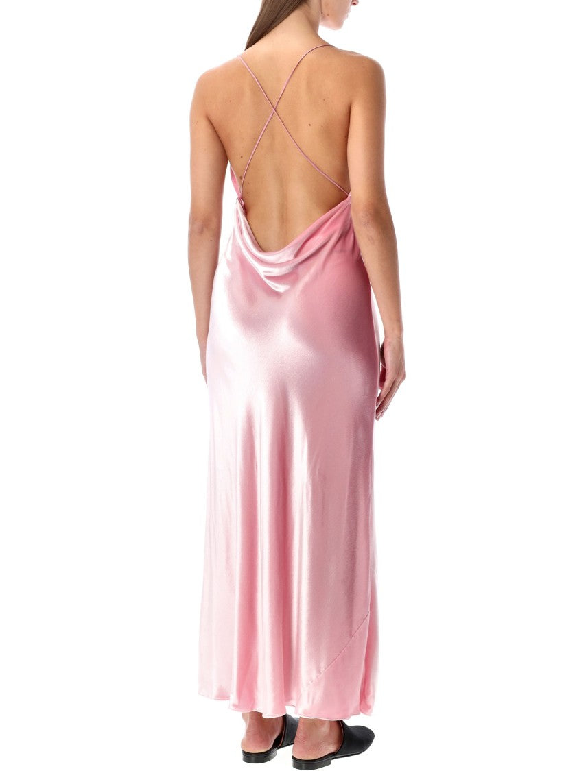 Alberta Ferretti Pink Velvet Slip Dress