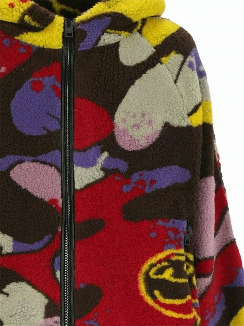 Sunnei Plush Fleece Jacket With Abstract Multicolor Pattern