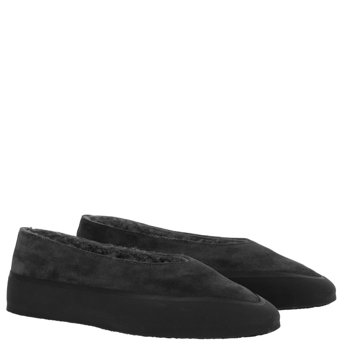 Le Monde Béryl Tapered Toe Suede Flats With Shearling Lining