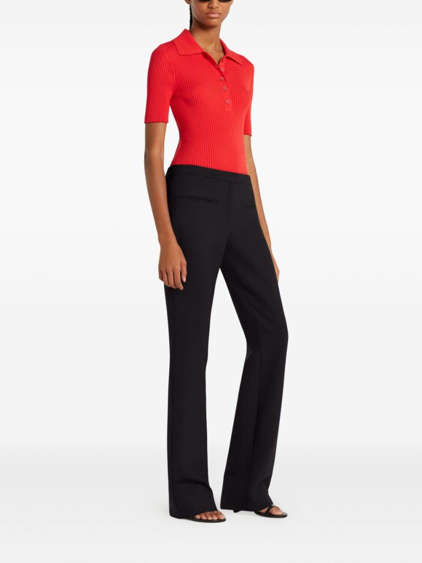 Courrèges Red Short Sleeve Button Placket Sweater