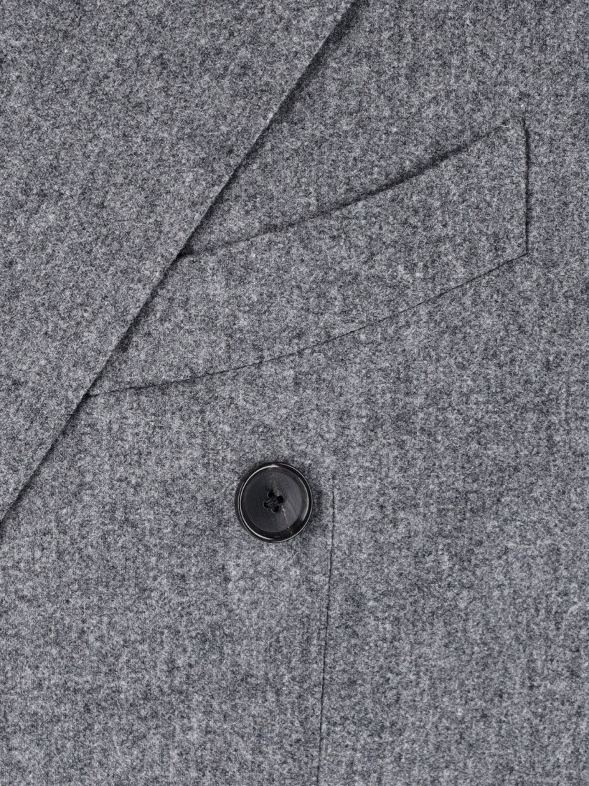 Caruso Grey Wool Double-Breasted Blazer