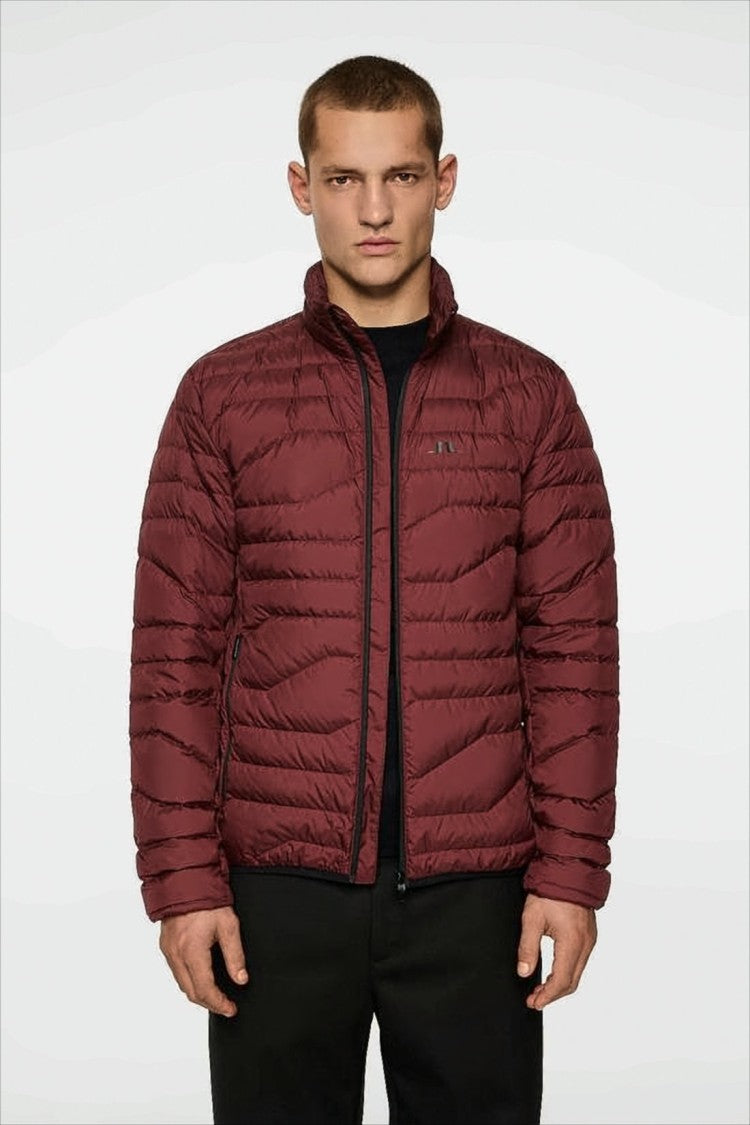 J Lindeberg Quilted Burgundy Casual Jacket With Stand Collar