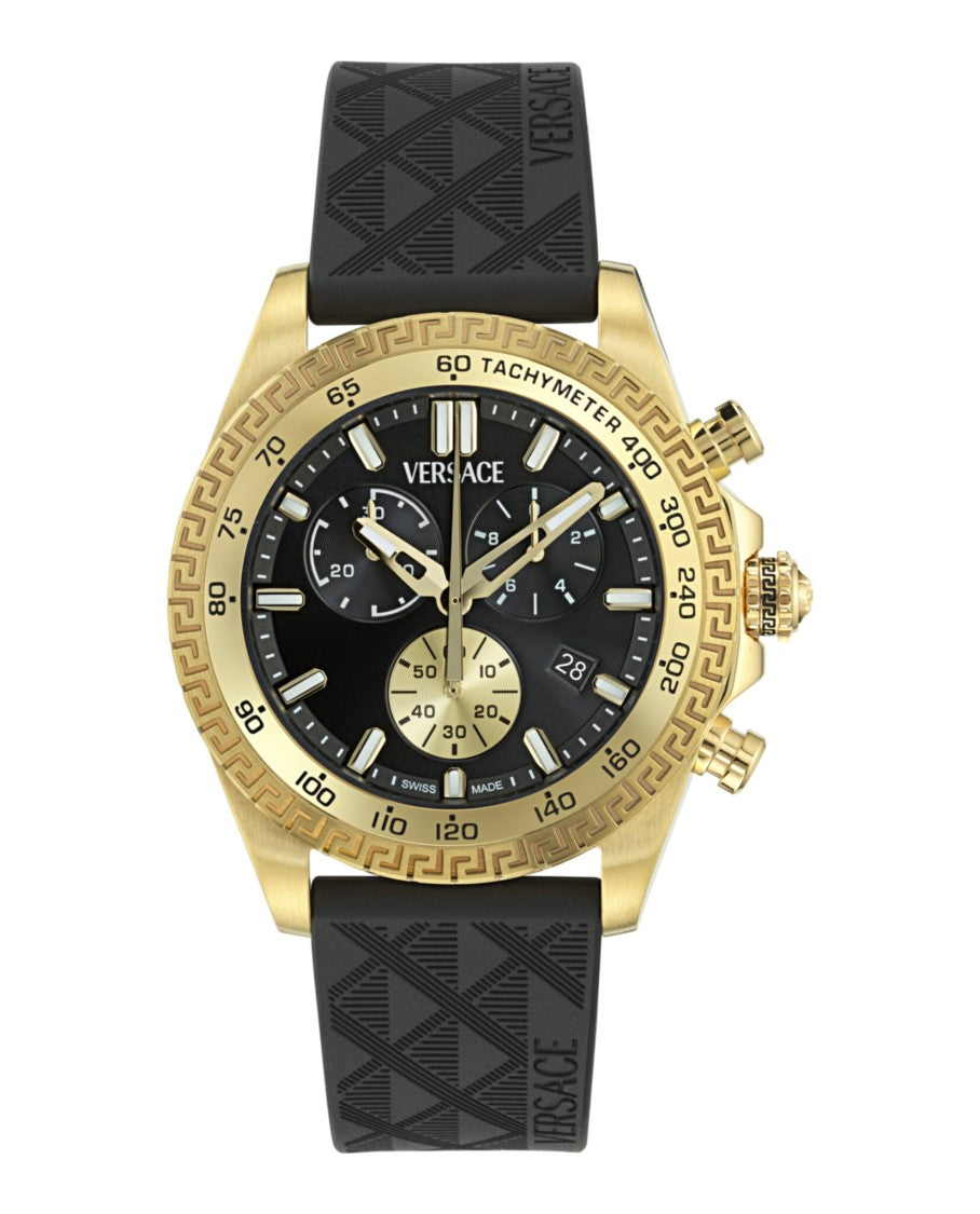 Versace Chronograph Timepiece With Greek Key Detailing