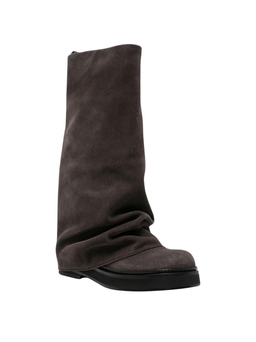The Attico Robin Rounded Square Toe Soft Suede Boots
