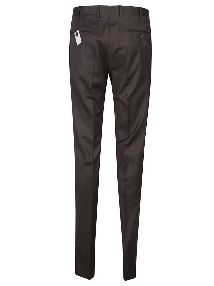 Pt Torino Slim Flat Front Brown Pants