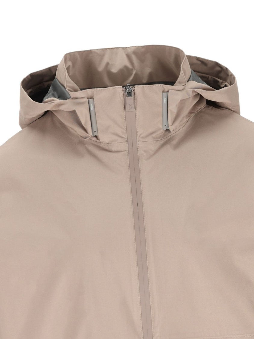 Herno Grey Casual Jacket With Minimalist Design And Hood