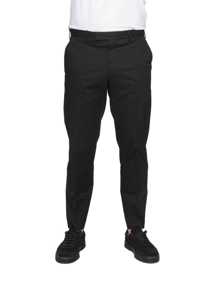 Pt Torino Rebel Black Minimalist Tailored Straight-Leg Pants