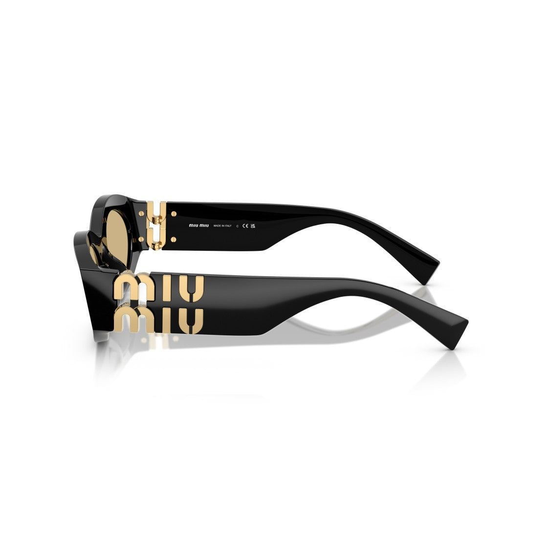 Miu Miu 0Mu 11Ws Glossy Black Acetate Oval Sunglasses
