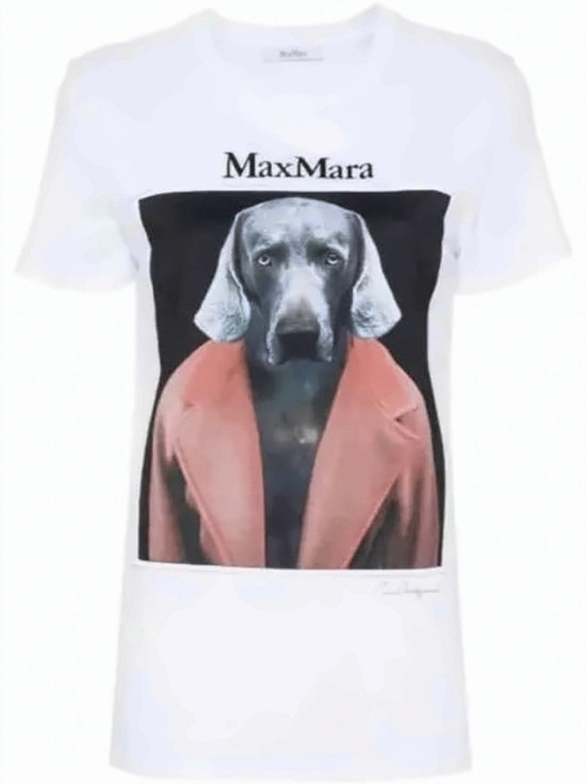 Max Mara Short-Sleeve Graphic Print T-Shirt With Dog Motif