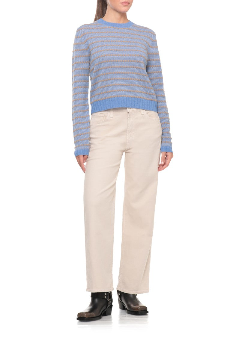 Guest In Residence Light Blue Striped Dot Cashmere Sweater