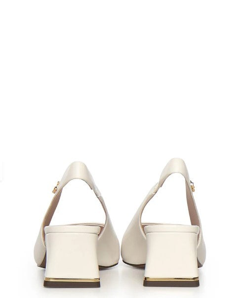 Coccinelle Slingback Pumps With Customized Chunky Heel And Mini Logo